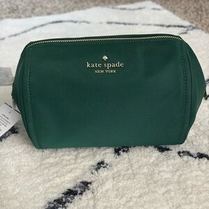 Kate Spade Green Cosmetic Case with Gold Accents